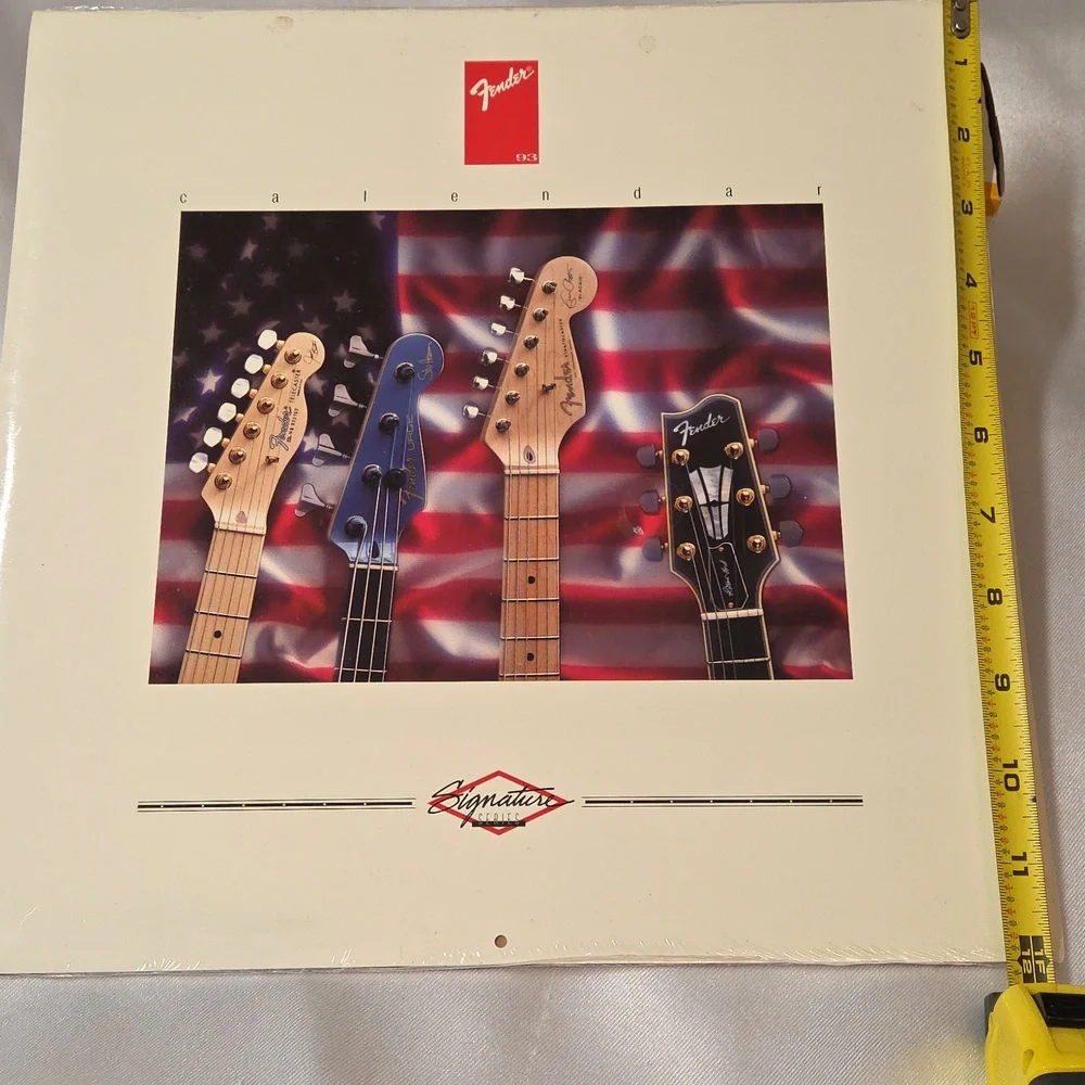 Fender Guitar Calendar 1993 Vintage Decor Office Guitar Music